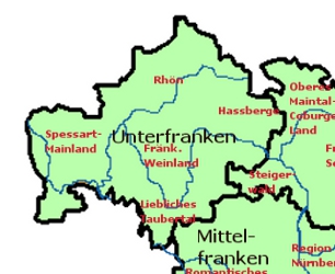 Landkarte Unterfranken